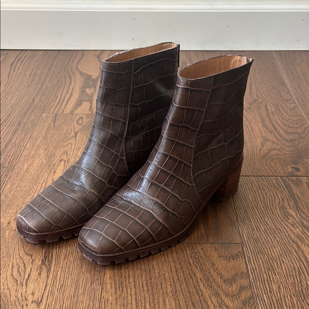 Madewell Faux Croc Lugsole Ankle Boots